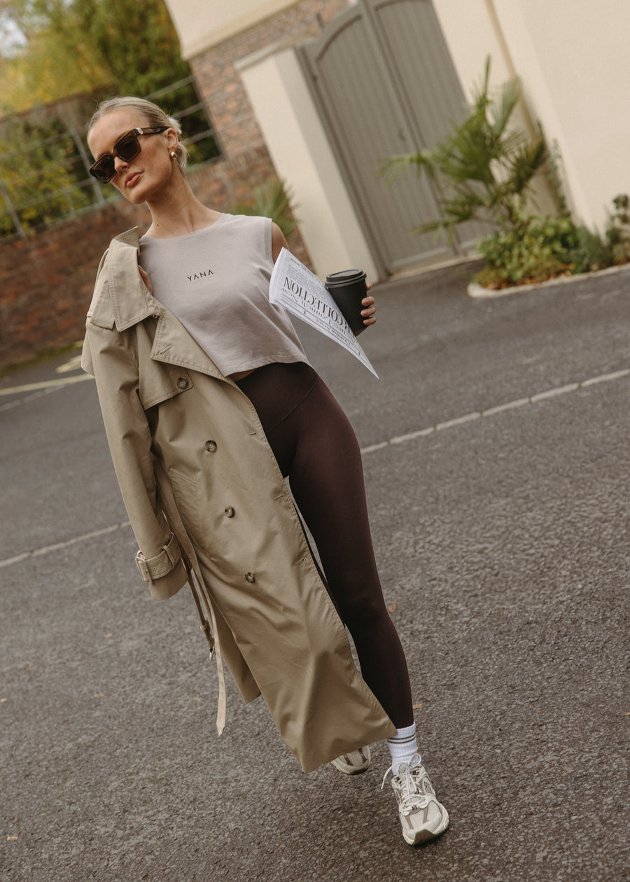 High Waisted Full Length Leggings - Tobacco